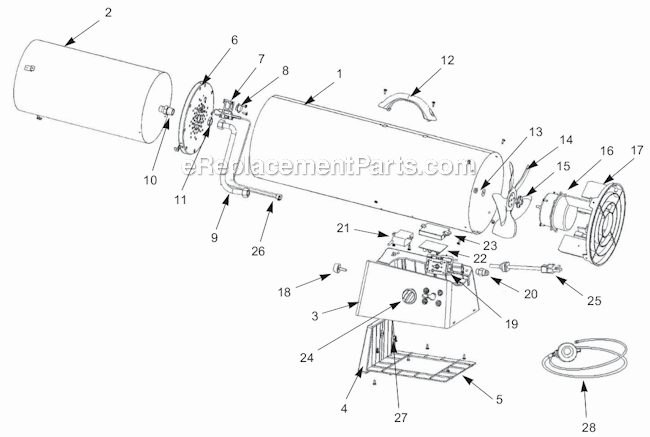 Page A Diagram and Parts List for HS125VGFA  Heat Stream Heater